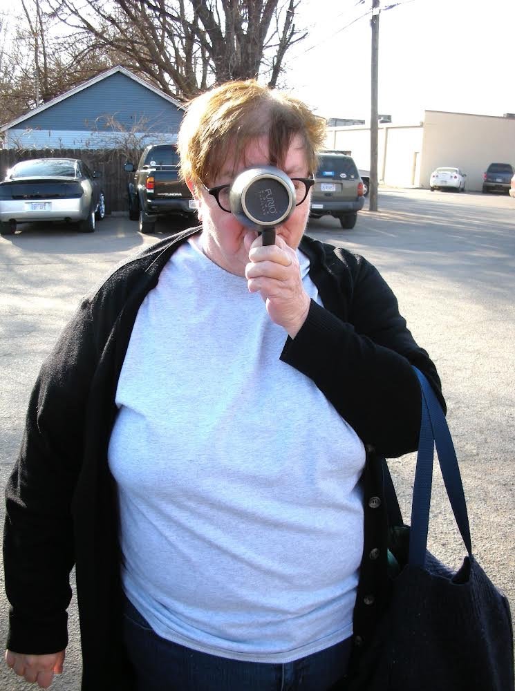 chandra-4 Chandra Dickson's mother, Jo Anne, with a magnifying glass
