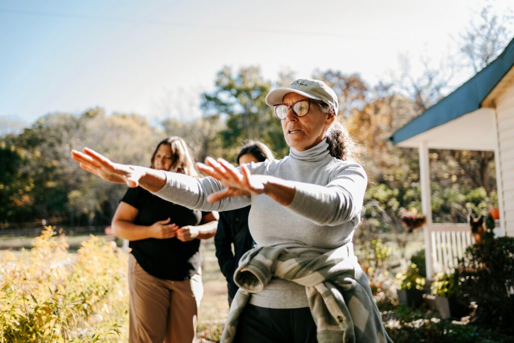 Lori Trojan talking on her farm.