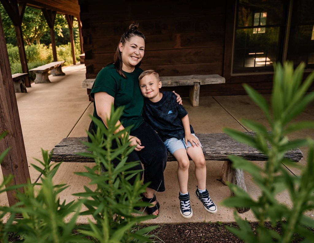 Christina Ahumada with her son.
