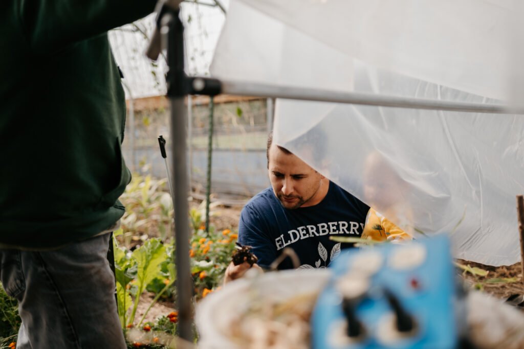 Mickey Gallagher on his farm