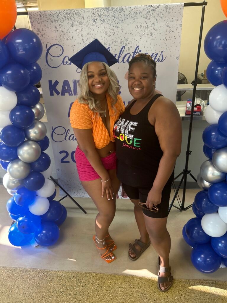 Rachel Russell with her daughter at graduation 