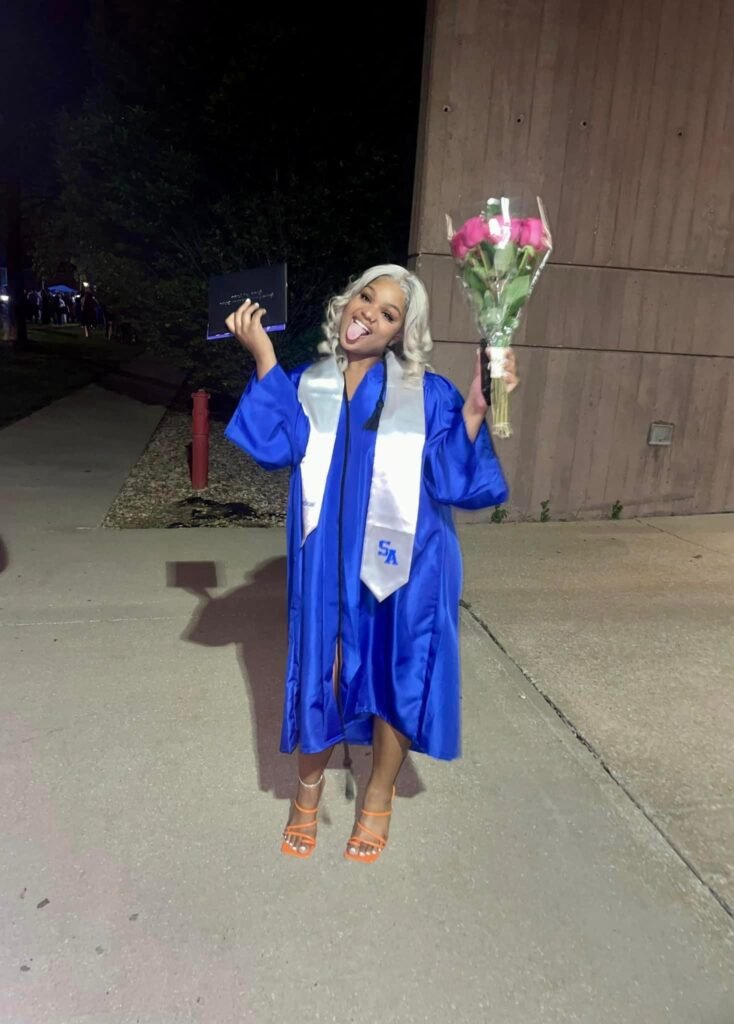 Rachel Russell's daughter at graduation 